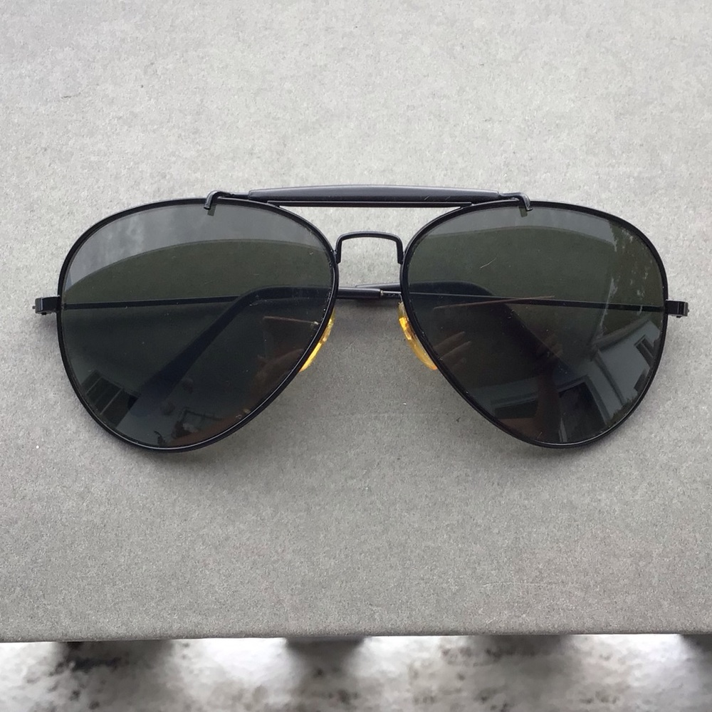 Designer Unknown Triple Bridged Black Aviator Sunglasses